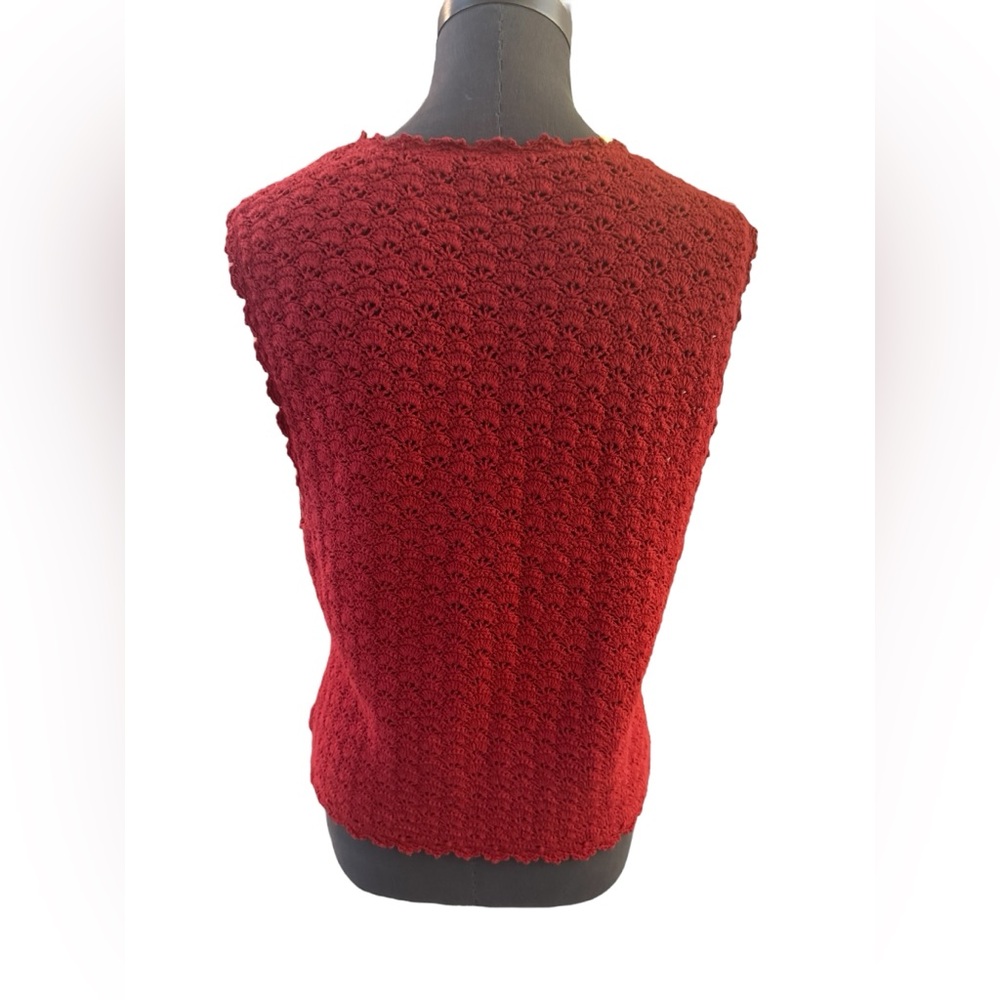 Lizsport Vintage Hand Crocheted Linen Cotton Vest Large - Picture 6 of 13